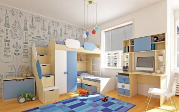 Детская комната Скай (Синий/Белый/корпус Клен) в Назарово - nazarovo.mebel54.com | фото