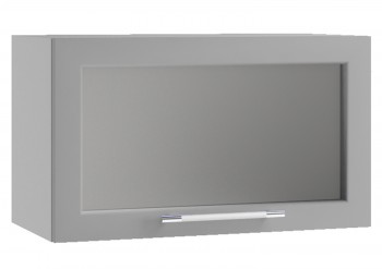 Капри ПГС 600 шкаф верхний горизонтальный со стеклом (Липа белый/корпус Серый) в Назарово - nazarovo.mebel54.com | фото