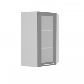 Капри ВПУС 550 шкаф верхний угловой со стеклом высокий (Липа белый/корпус Серый) в Назарово - nazarovo.mebel54.com | фото