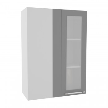 Капри ВПУС 650 шкаф верхний угловой со стеклом высокий (Липа белый/корпус Серый) в Назарово - nazarovo.mebel54.com | фото