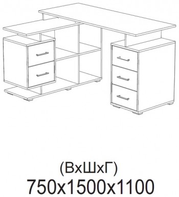 Компьютерный стол угловой СКМУ-3 белый в Назарово - nazarovo.mebel54.com | фото