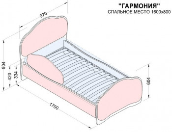 Кровать 160 Гармония 08 Шоколад (мягкий бортик) в Назарово - nazarovo.mebel54.com | фото