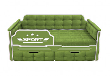 Кровать 160 серии Спорт 2 ящика 76 Зелёный (мягкие боковые накладки) в Назарово - nazarovo.mebel54.com | фото