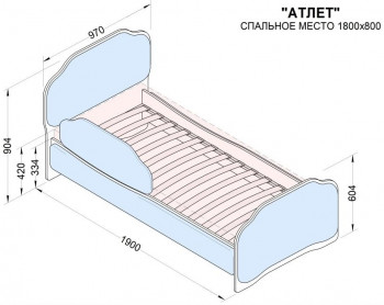 Кровать 180 Атлет 29 Синий (мягкий бортик) в Назарово - nazarovo.mebel54.com | фото