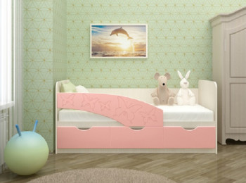 Кровать Бабочки 1,6м (Розовый металлик) в Назарово - nazarovo.mebel54.com | фото