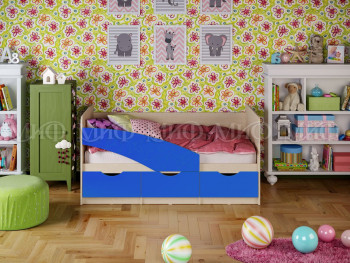 Кровать Бабочки 1,6м (Синий матовый) в Назарово - nazarovo.mebel54.com | фото