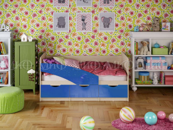 Кровать Бабочки 1,6м (Синий металлик) в Назарово - nazarovo.mebel54.com | фото