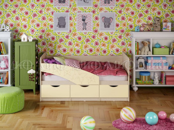 Кровать Бабочки 1,6м (Ваниль матовый) в Назарово - nazarovo.mebel54.com | фото