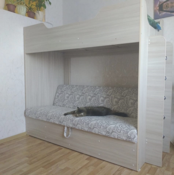 Кровать двухъярусная с диваном (Беленый дуб) в Назарово - nazarovo.mebel54.com | фото