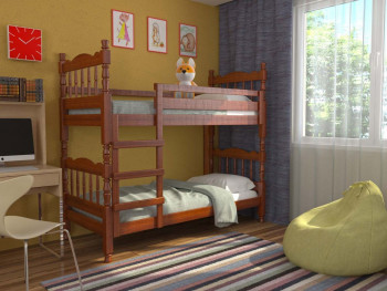 Кровать двухъярусная Соня из массива сосны 800*1890 Орех в Назарово - nazarovo.mebel54.com | фото