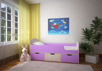 Кровать Малыш-мини Дуб молочный/Ирис в Назарово - nazarovo.mebel54.com | фото
