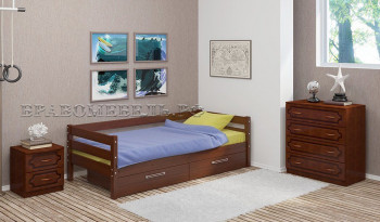 Кровать одинарная ГЛОРИЯ из массива сосны  900*2000 (Орех) в Назарово - nazarovo.mebel54.com | фото