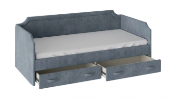 Кровать с мягкой обивкой и ящиками «Кантри» Тип 1 (900) (Замша синяя) в Назарово - nazarovo.mebel54.com | фото