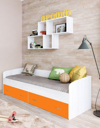 Кровать с выкатными ящиками Винтерберг/Оранжевый в Назарово - nazarovo.mebel54.com | фото
