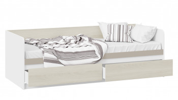Кровать «Сканди» с 2 ящиками Дуб Гарден/Белый/Глиняный серый в Назарово - nazarovo.mebel54.com | фото