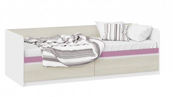 Кровать «Сканди» с 2 ящиками Дуб Гарден/Белый/Лиловый в Назарово - nazarovo.mebel54.com | фото