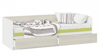 Кровать «Сканди» с 2 ящиками Дуб Гарден/Белый/Зеленый в Назарово - nazarovo.mebel54.com | фото