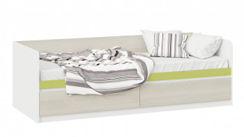Кровать «Сканди» с 2 ящиками Дуб Гарден/Белый/Зеленый в Назарово - nazarovo.mebel54.com | фото