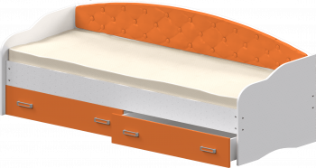 Кровать Софа-7 с мягкой спинкой (800х1900) Белый/Оранжевый в Назарово - nazarovo.mebel54.com | фото