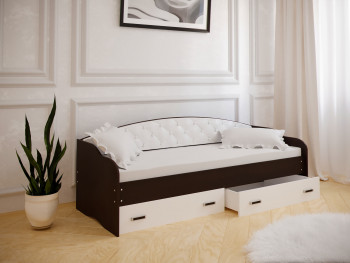 Кровать Софа-7 с мягкой спинкой (800х1900) Венге/ Белый в Назарово - nazarovo.mebel54.com | фото