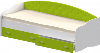 Кровать Софа-7 с мягкой спинкой (800х2000) Белый/Лайм в Назарово - nazarovo.mebel54.com | фото