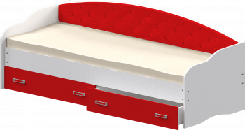 Кровать Софа-8 с мягкой спинкой (900х1900) Белый/Красный в Назарово - nazarovo.mebel54.com | фото