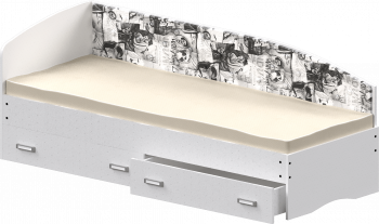 Кровать Софа-9 с мягкой спинкой с рисунком Милана (900х1900) Белый в Назарово - nazarovo.mebel54.com | фото