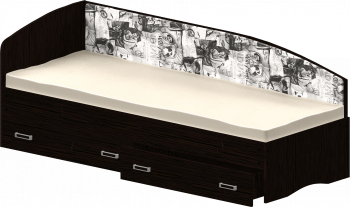 Кровать Софа-9 с мягкой спинкой с рисунком Милана (900х1900) Венге в Назарово - nazarovo.mebel54.com | фото