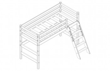 Кровать Соня вариант 6 полувысокая с наклонной лестницей Белый полупрозрачный в Назарово - nazarovo.mebel54.com | фото