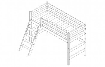 Кровать Соня вариант 6 полувысокая с наклонной лестницей Белый полупрозрачный в Назарово - nazarovo.mebel54.com | фото