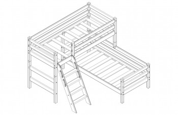 Кровать Соня вариант 8 угловая с наклонной лестницей Белый полупрозрачный в Назарово - nazarovo.mebel54.com | фото