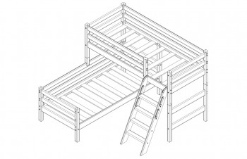 Кровать Соня вариант 8 угловая с наклонной лестницей Белый полупрозрачный в Назарово - nazarovo.mebel54.com | фото