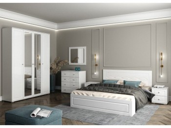 Модульная спальня Барселона (Белый/Белый глянец) в Назарово - nazarovo.mebel54.com | фото