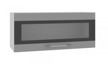 Норд ШВГС 800 Шкаф верхний горизонтальный со стеклом (Софт черный/корпус Белый) в Назарово - nazarovo.mebel54.com | фото