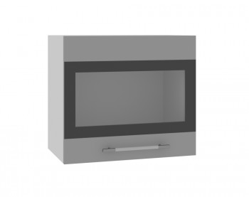 Ройс ВПГСФ 500 Шкаф верхний горизонтальный со стеклом с фотопечатью высокий (Черника софт/корпус Серый) в Назарово - nazarovo.mebel54.com | фото