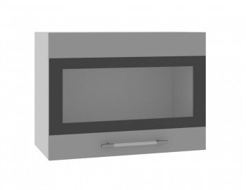 Ройс ВПГСФ 600 Шкаф верхний горизонтальный со стеклом с фотопечатью высокий (Черника софт/корпус Серый) в Назарово - nazarovo.mebel54.com | фото