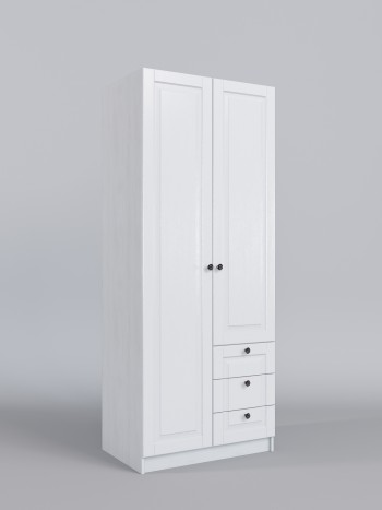 Шкаф 2-х створчатый с ящиками Классика (Белый/корпус Выбеленное дерево) в Назарово - nazarovo.mebel54.com | фото