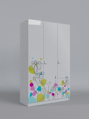 Шкаф 3-х створчатый с ящиками Флёр (Белый/корпус Выбеленное дерево) в Назарово - nazarovo.mebel54.com | фото