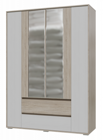 Шкаф 4-х дверный с ящиками Мальта 1600 Дуб сонома/Рамух белый в Назарово - nazarovo.mebel54.com | фото