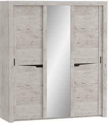 Шкаф трехдверный Соренто с раздвижными дверями Дуб бонифаций/Кофе структурный матовый в Назарово - nazarovo.mebel54.com | фото