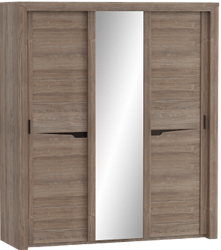 Шкаф трехдверный Соренто с раздвижными дверями Дуб стирлинг/Кофе структурный матовый в Назарово - nazarovo.mebel54.com | фото