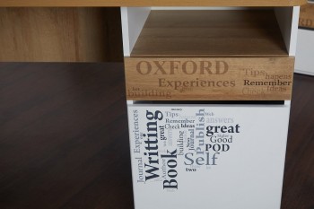 Стол с ящиками «Оксфорд» (Ривьера/Белый с рисунком) в Назарово - nazarovo.mebel54.com | фото
